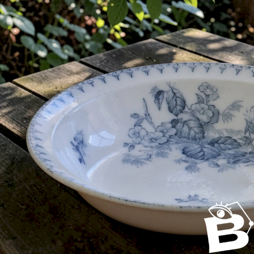 Plat creux XIXe terre de fer Sarreguemines collection Flore
