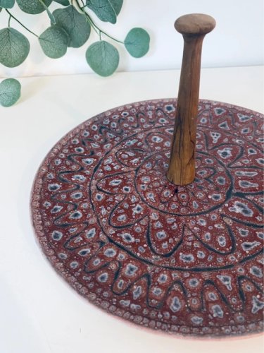Plat de présentation vintage en céramique – Jean Austruy (Style Vallauris), 26 cm