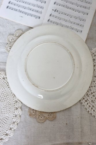 Plat de service ancien faïence de Badonviller Jasmin décor fleuri papillon