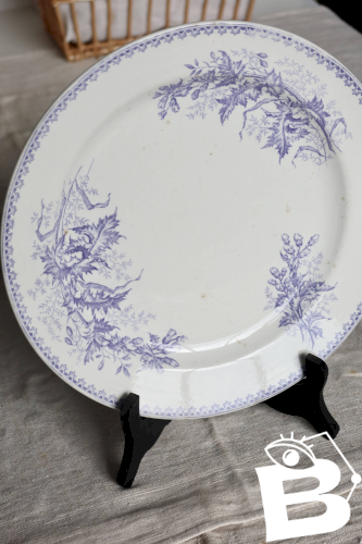 Plat de service antique faïence Société Céramique Maestricht – Décor floral