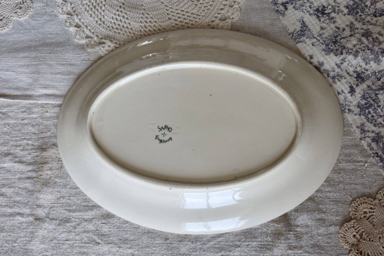 Plat de service antique terre de fer Longchamp – Modèle Sapho vert
