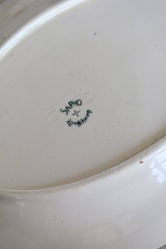 Plat de service antique terre de fer Longchamp – Modèle Sapho vert