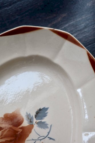 Plat de service ovale ancien en faïence Digoin Sarreguemines 9181 – Décor f