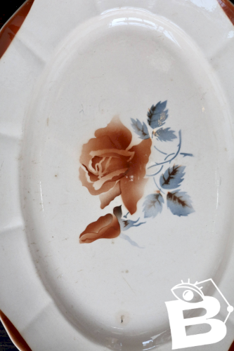 Plat de service ovale ancien en faïence Digoin Sarreguemines 9181 – Décor f
