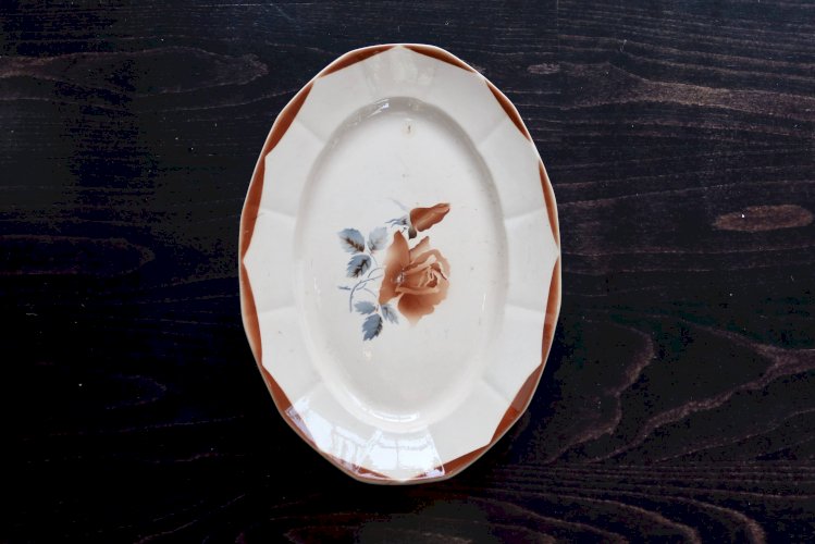 Plat de service ovale ancien en faïence Digoin Sarreguemines 9181 – Décor f