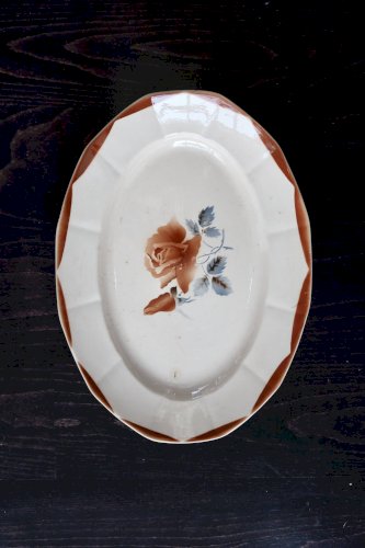 Plat de service ovale ancien en faïence Digoin Sarreguemines 9181 – Décor f