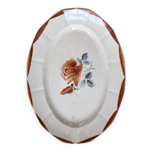 Plat de service ovale ancien en faïence Digoin Sarreguemines 9181 – Décor f