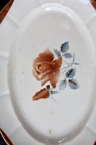 Plat de service ovale ancien en faïence Digoin Sarreguemines 9181 – Décor f