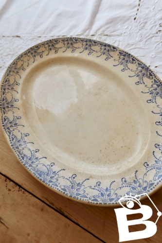 Plat de service ovale ancien terre de fer Creil & Montereau - Modèle Tolga