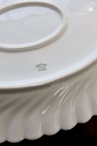 Plat de service ovale vintage porcelaine blanche torsadée Limoges Haviland