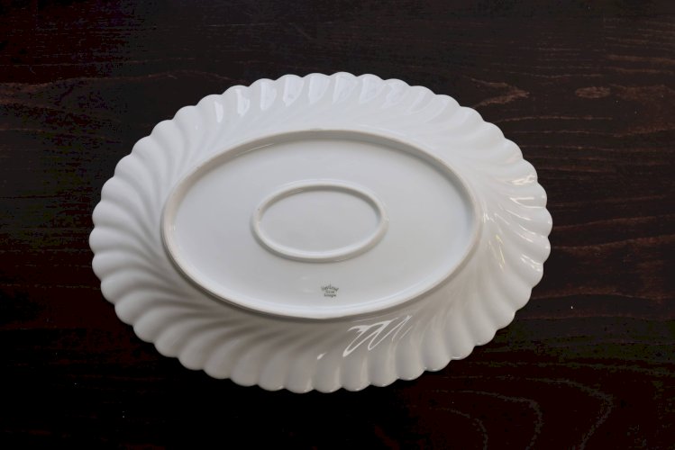 Plat de service ovale vintage porcelaine blanche torsadée Limoges Haviland