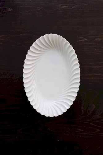 Plat de service ovale vintage porcelaine blanche torsadée Limoges Haviland