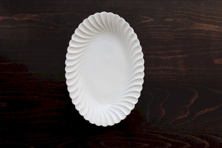 Plat de service ovale vintage porcelaine blanche torsadée Limoges Haviland