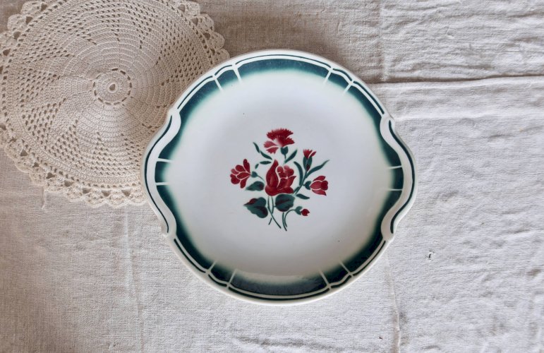 Plat de service rond à oreilles vintage