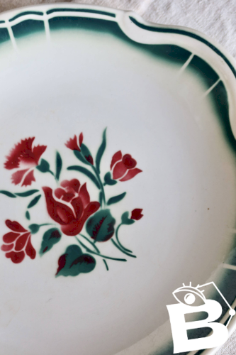 Plat de service rond à oreilles vintage