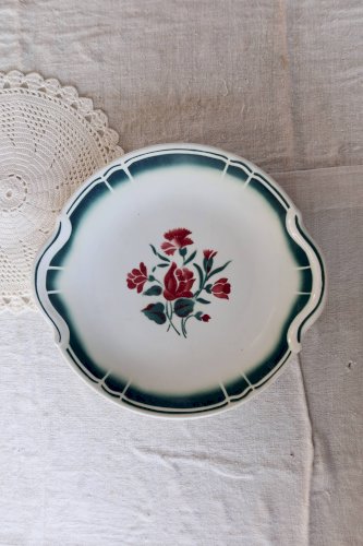 Plat de service rond à oreilles vintage