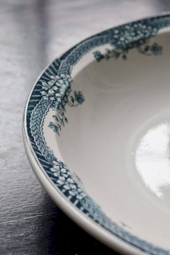 Plat de service rond et creux vintage faïence Saint Amand Nouvelle Usine Cé