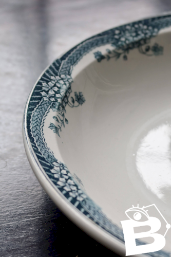 Plat de service rond et creux vintage faïence Saint Amand Nouvelle Usine Cé