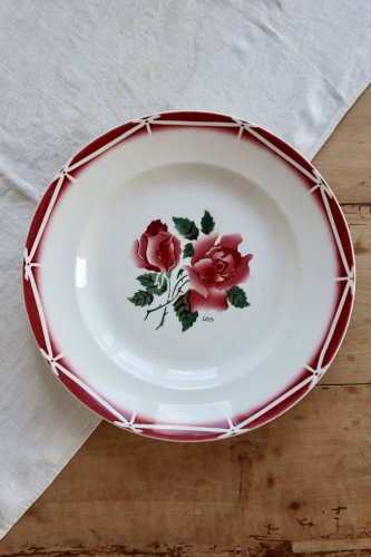 Plat de service rond faïence Sarreguemines modèle Cibon - Décor fleuri