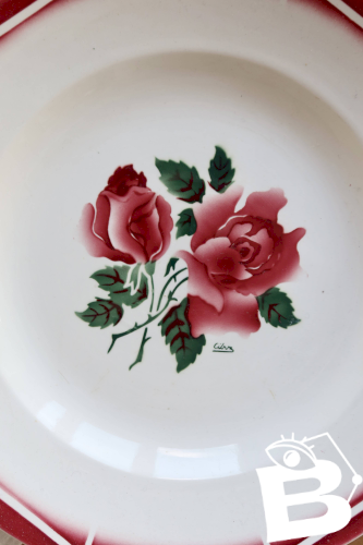 Plat de service rond faïence Sarreguemines modèle Cibon - Décor fleuri