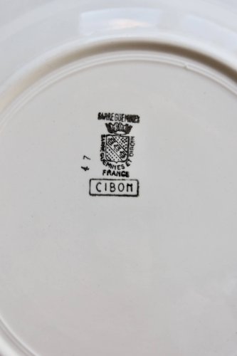 Plat de service rond faïence Sarreguemines modèle Cibon - Décor fleuri