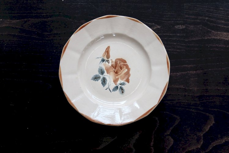 Plat de service rond vintage faïence Digoin Sarreguemines 9181