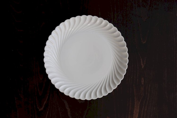 Plat de service rond vintage porcelaine blanche torsadée Limoges Haviland