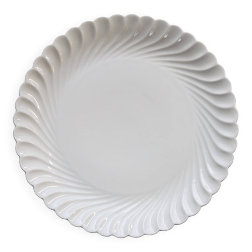 Plat de service rond vintage porcelaine blanche torsadée Limoges Haviland