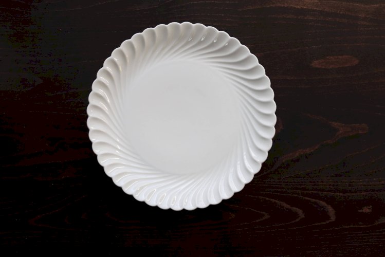 Plat de service rond vintage porcelaine blanche torsadée Limoges Haviland