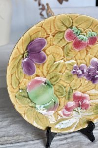 Plat de service vintage Sarreguemines en barbotine