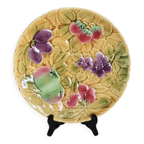 Plat de service vintage Sarreguemines en barbotine