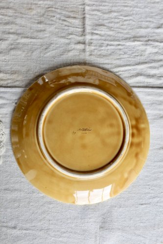 Plat de service vintage Sarreguemines en barbotine