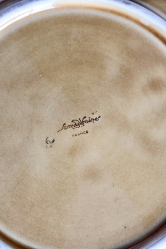 Plat de service vintage Sarreguemines en barbotine