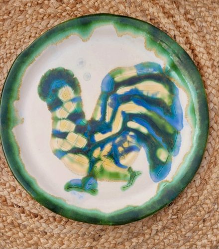 Plat en céramique à décor coq 