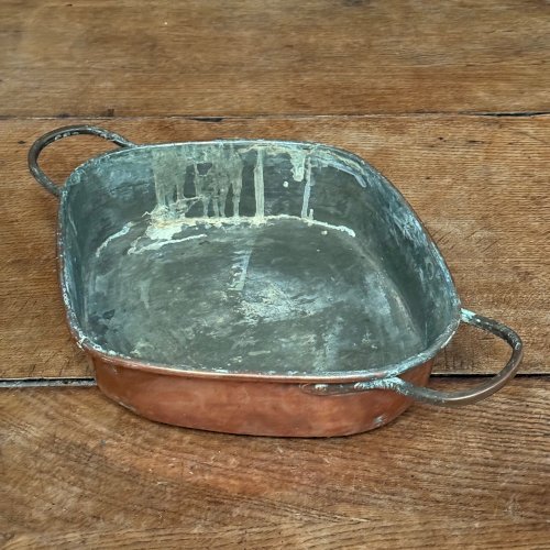 Plat en cuivre français XVIIIe ou XIXe art populaire L9044