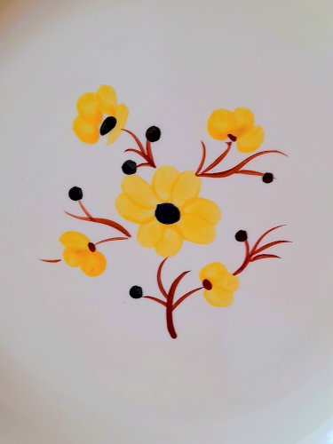 Plat en faïence Salins, motif Catherine 1960