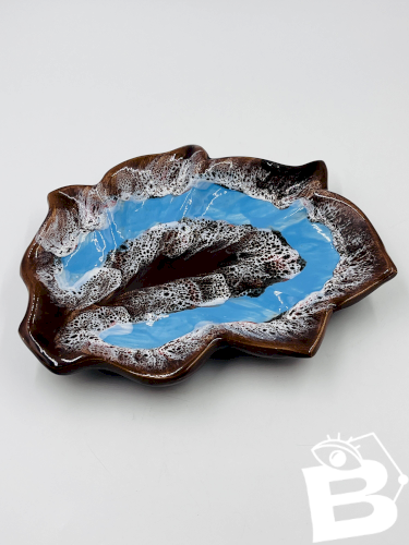 Plat Feuille bleu Vallauris
