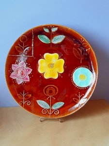 Vintage floral plate, Sarreguemines 1970