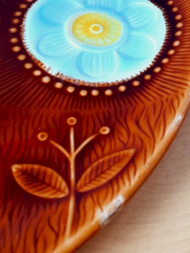 Plat fleuri vintage, Sarreguemines 1970