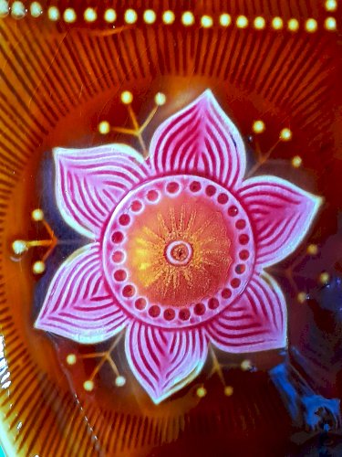 Plat fleuri vintage, Sarreguemines 1970