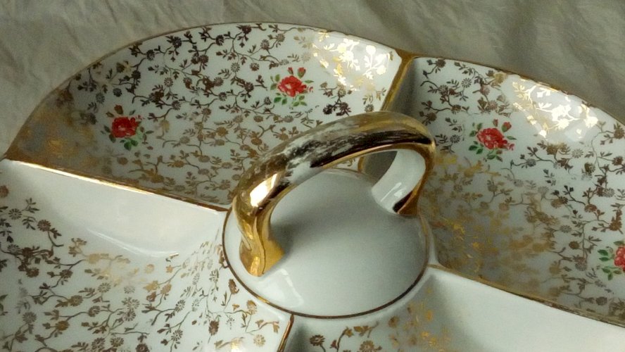 PLAT HORS D'ŒUVRE MENDIANT EN FAIENCE VILLEROY BOCH METTLACH FRANCE-SAAR*