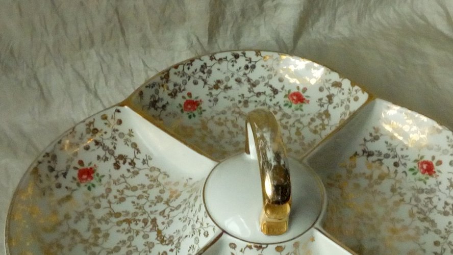 PLAT HORS D'ŒUVRE MENDIANT EN FAIENCE VILLEROY BOCH METTLACH FRANCE-SAAR*