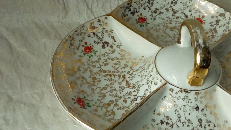 PLAT HORS D'ŒUVRE MENDIANT EN FAIENCE VILLEROY BOCH METTLACH FRANCE-SAAR*