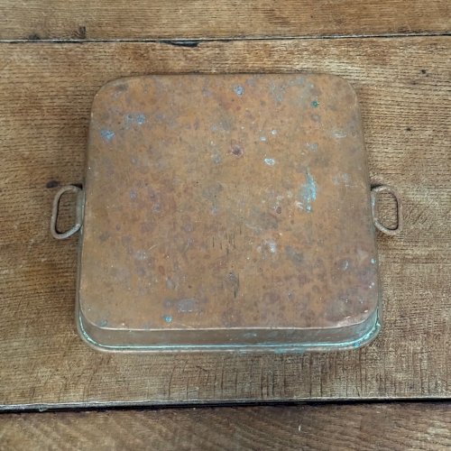 Plat lèchefrite plat en cuivre étamé XIXe L9045