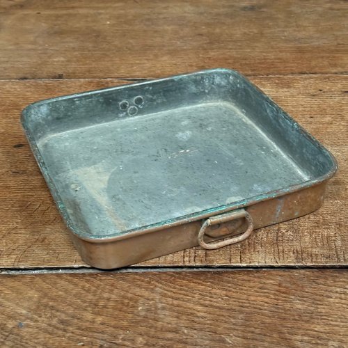 Plat lèchefrite plat en cuivre étamé XIXe L9045