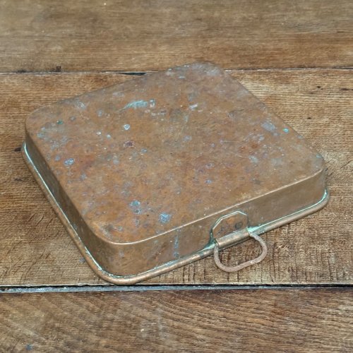 Plat lèchefrite plat en cuivre étamé XIXe L9045