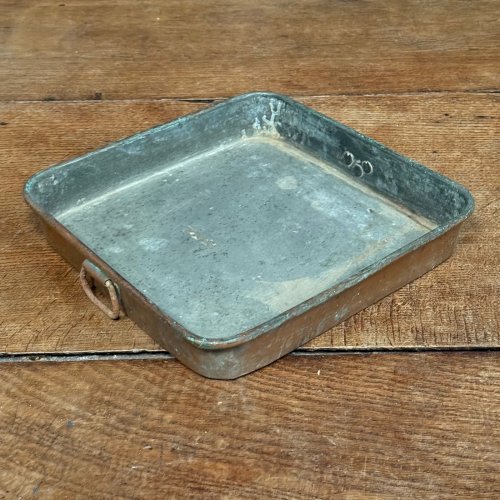 Plat lèchefrite plat en cuivre étamé XIXe L9045