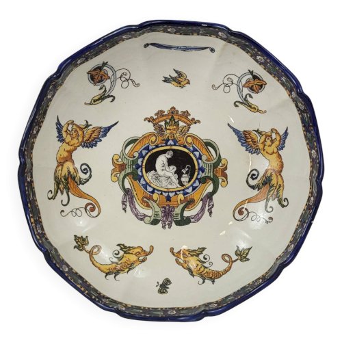 Plat melonnière en faïence de Gien, XIXème