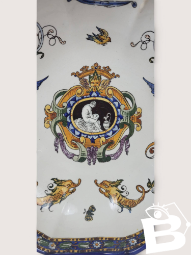 Plat melonnière en faïence de Gien, XIXème