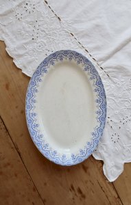 Antique oval plate ironstone Boch La Louvière Clara